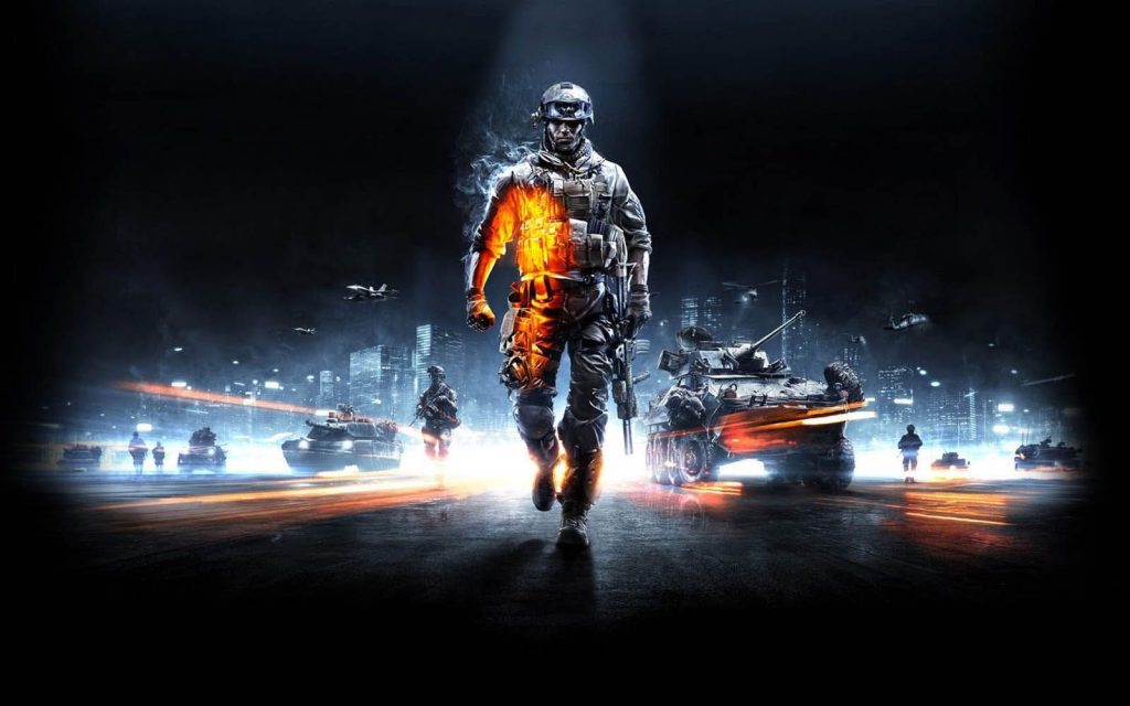 Soldat avec des tanks, tiré d'un jeu vidéo fps
